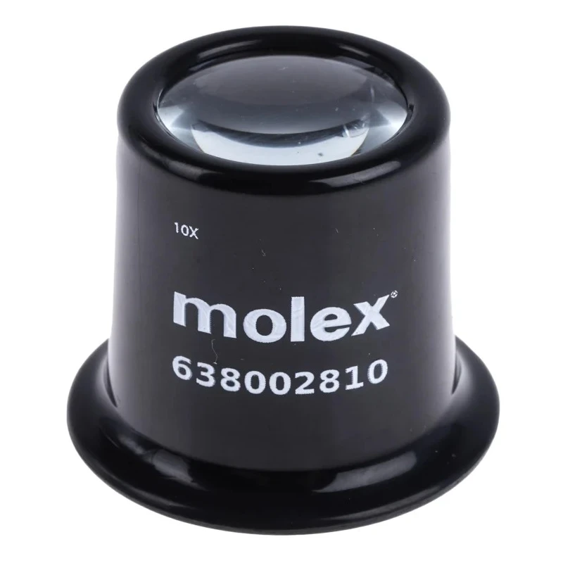 Molex Illuminated Eye Magnifier, 10x Magnification with Clear Optical Glass Lens 63800-2810