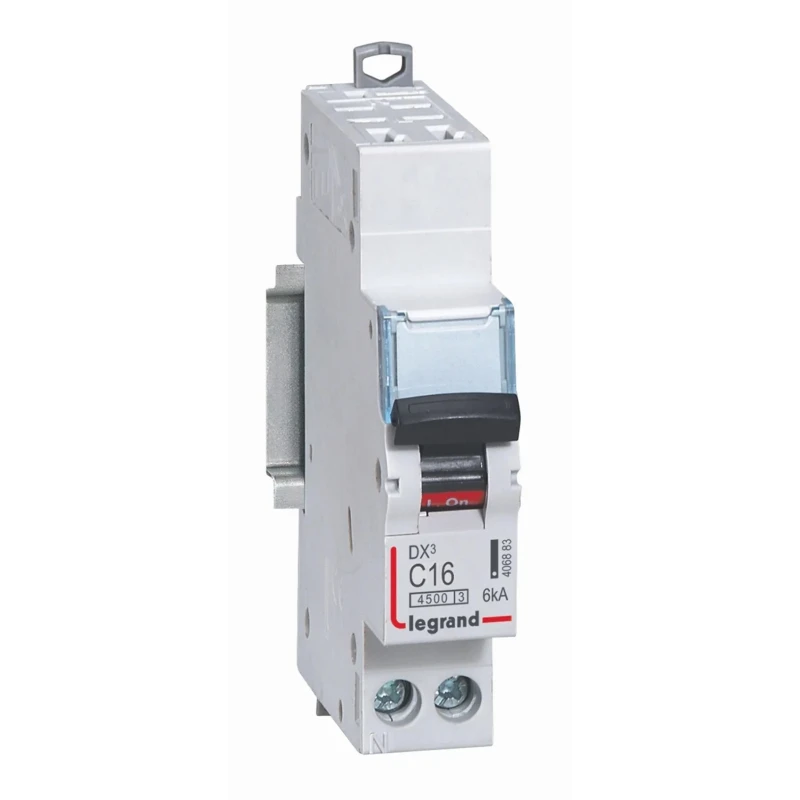 Legrand DX DX3 Miniature Circuit Breaker, 1-Pole, 16A, Type C, 250V AC, 12V DC, 4.5 kA Breaking Capacity 4 068 83