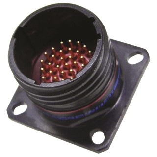 Amphenol Limited MIL Spec Circular Connector Copper Alloy Straight 22 Way Wall Mount Black Zinc Nickel TVP00ZN-13-35PN