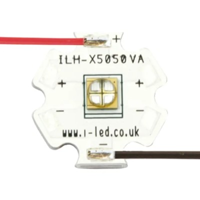Intelligent LED Solutions UV LED N5050 1 Powerstar Series 1-LEDs 390 nm 1 W 135° Dome Lens 4-Pin ILH-XQ01-S380-SC211-WIR200