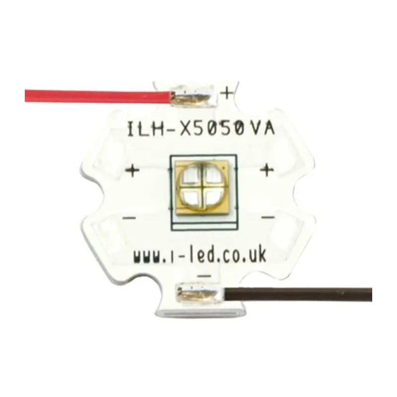 Intelligent LED Solutions UV LED N5050 1 Powerstar Series 1-LEDs 390 nm 1 W 135° Dome Lens 4-Pin ILH-XQ01-S380-SC211-WIR200