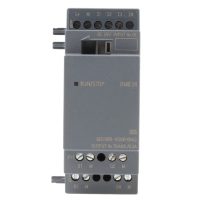 Siemens LOGO! Series I/O Module, Digital Input 4 Inputs and Digital Output 4 Outputs, 24V DC Supply, DIN 6ED1055-1CB00-0BA2