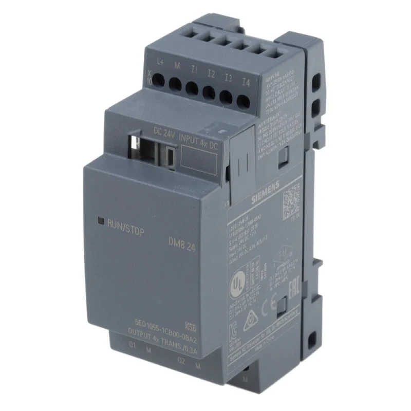 Siemens LOGO! Series I/O Module, Digital Input 4 Inputs and Digital Output 4 Outputs, 24V DC Supply, DIN 6ED1055-1CB00-0BA2