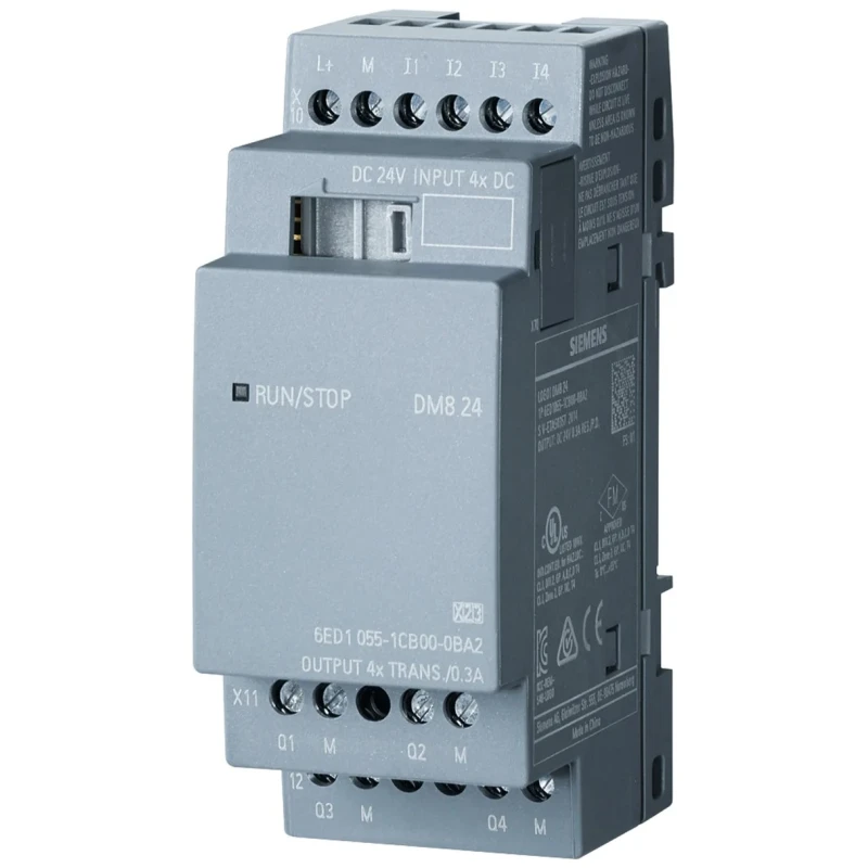 Siemens LOGO! Series I/O Module, Digital Input 4 Inputs and Digital Output 4 Outputs, 24V DC Supply, DIN 6ED1055-1CB00-0BA2
