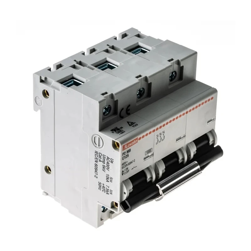 Lovato Electric Modulo P2MB Miniature Circuit Breaker, 3-Pole, 125A, Type C, 400V AC, 60V DC, 10 kA Breaking Capacity 
