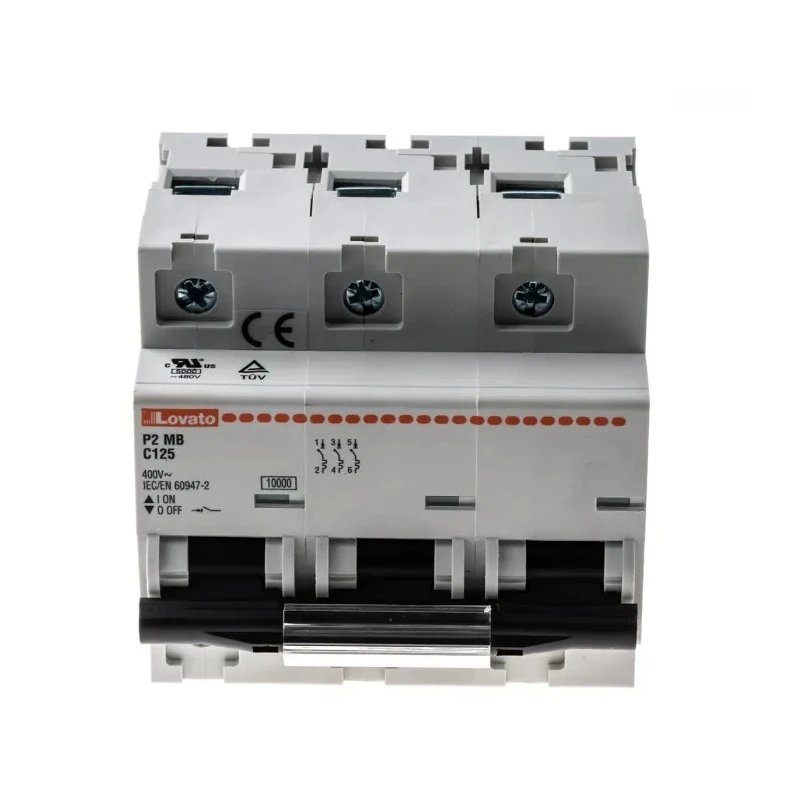 Lovato Electric Modulo P2MB Miniature Circuit Breaker, 3-Pole, 125A, Type C, 400V AC, 60V DC, 10 kA Breaking Capacity 