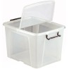 RS PRO 40L Transparent Polymer Storage Box with Hinged Lid, Lockable, Ventilated, Stackable, 320mm x 395mm x 500mm 825-2329