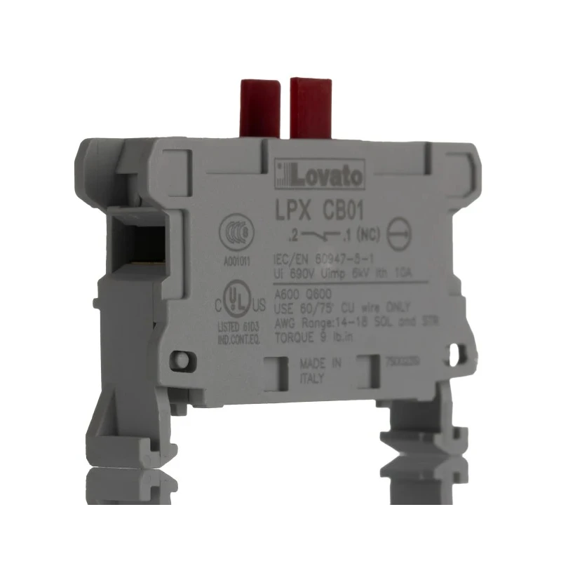 Lovato Electric Push Button Contact Block 1NC 10A 690V Screw Terminal LPXCB01