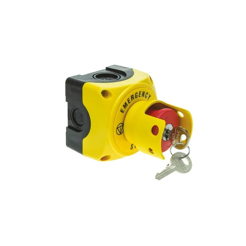 Lovato Electric S1P Series Key Release Emergency Stop Push Button Surface Mount 22.3mm Cutout 1 NC IP67 IP66 IP69K S1PY91KSS