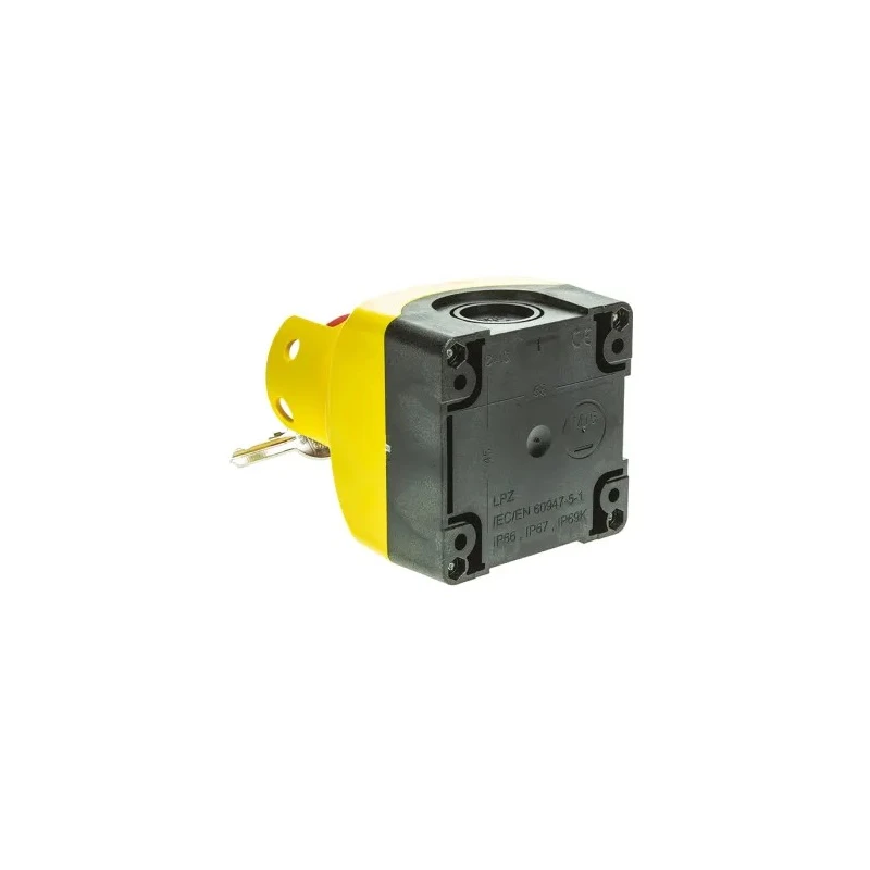 Lovato Electric S1P Series Key Release Emergency Stop Push Button Surface Mount 22.3mm Cutout 1 NC IP67 IP66 IP69K S1PY91KSS