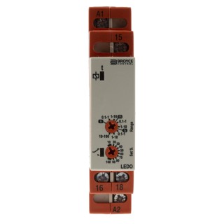 Broyce Control LEDO Series DIN Rail Timer Relay, 1-Contact, 230 V dc 12V ac, 230 V ac, 0.1 s to 100 h LEDO 12-230V AC/DC