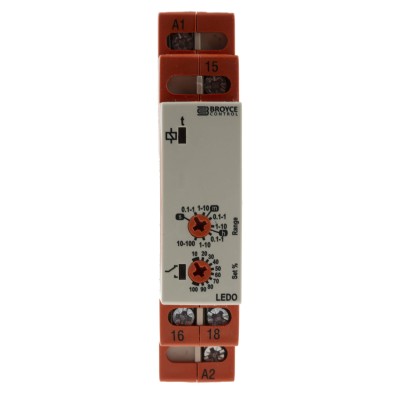 Broyce Control LEDO Series DIN Rail Timer Relay, 1-Contact, 230 V dc 12V ac, 230 V ac, 0.1 s to 100 h LEDO 12-230V AC/DC