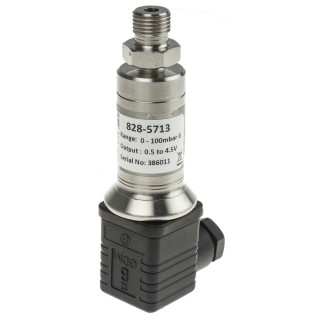 RS PRO Industrial Gauge Pressure Sensor 0 to 0.1 bar, 0.5/4.5 V Output, DIN Interface, Stainless Steel Housing 828-5713