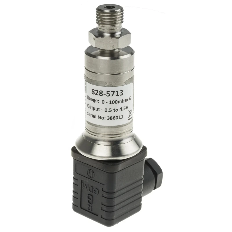 RS PRO Industrial Gauge Pressure Sensor 0 to 0.1 bar, 0.5/4.5 V Output, DIN Interface, Stainless Steel Housing 828-5713