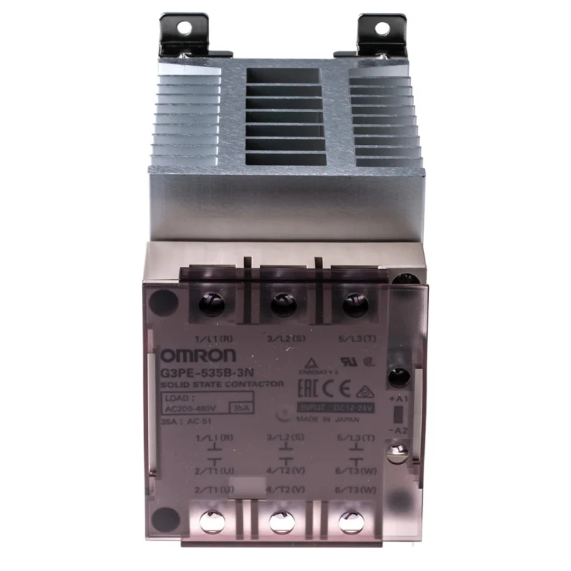 Omron G3PE Three Phase Series Solid State Relay, 35A Load Current, DIN Rail Mount, 528V AC Load, 12-24V DC Control 