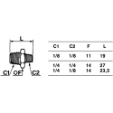 Legris LF3000 Series Male Pneumatic Fitting Brass, Threaded R 1/4 Male to R 1/8 Male, Nickel Finish, 100 bar, 150°C 721-347