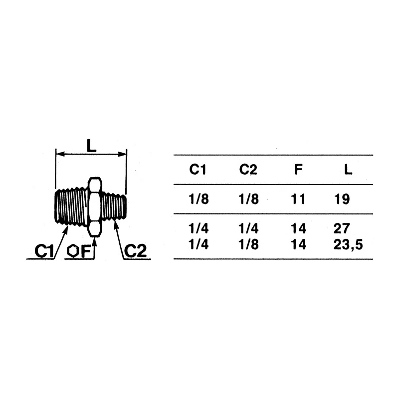 Legris LF3000 Series Male Pneumatic Fitting Brass, Threaded R 1/4 Male to R 1/8 Male, Nickel Finish, 100 bar, 150°C 721-347