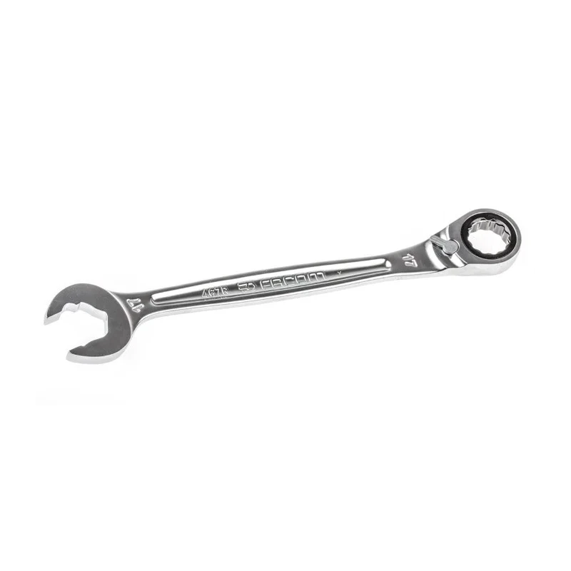Facom Standard Open End Combined Ratchet 17 mm, 225 mm Overall Length Chrome Vanadium Steel 467BR.17