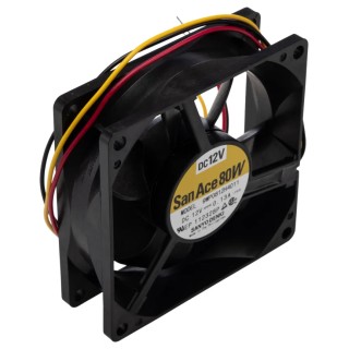 Sanyo Denki San Ace 9WP Series Axial Fan, 12V DC, 1.56 W Power, 61.9 m³/h Air Flow, 130 mA Max Current, Rated, 80x80x25 IP68