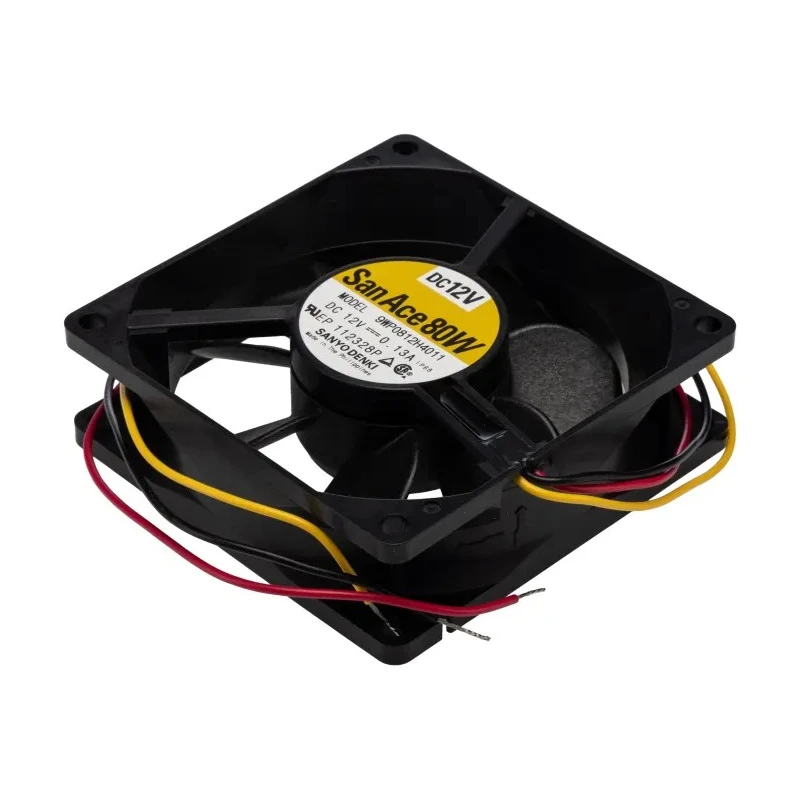 Sanyo Denki San Ace 9WP Series Axial Fan, 12V DC, 1.56 W Power, 61.9 m³/h Air Flow, 130 mA Max Current, Rated, 80x80x25 IP68
