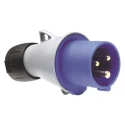 Amphenol Industrial Tough & Safe IP44 Blue Cable Mount 2P+PE Straight Industrial Power Connector 63A 230V IP44