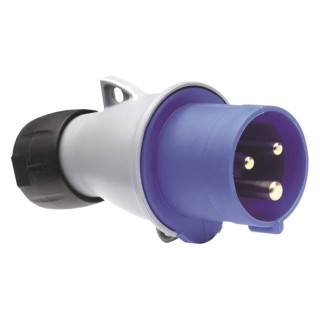 Amphenol Industrial Tough & Safe IP44 Blue Cable Mount 2P+PE Straight Industrial Power Connector 63A 230V IP44