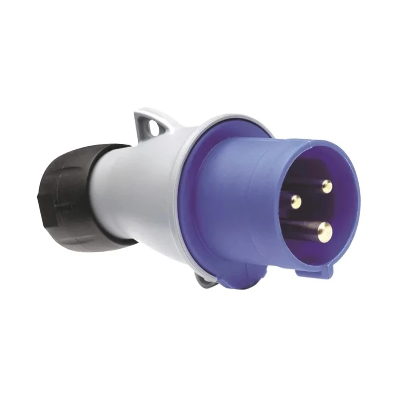 Amphenol Industrial Tough & Safe IP44 Blue Cable Mount 2P+PE Straight Industrial Power Connector 63A 230V IP44