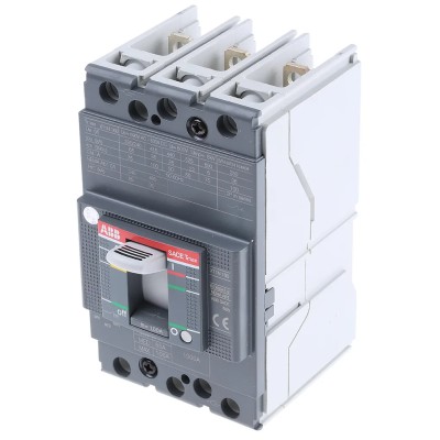 ABB Tmax XT Molded Case Circuit Breaker 3-Pole 100A 690V AC 500V DC Breaking Capacity 36kA Thermal Magnetic Tripping XT1N