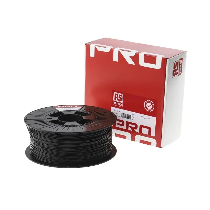 RS PRO 1.75 mm Black PLA 3D Printer Filament 1 kg 180°C-210°C Printing Temp 832-0214