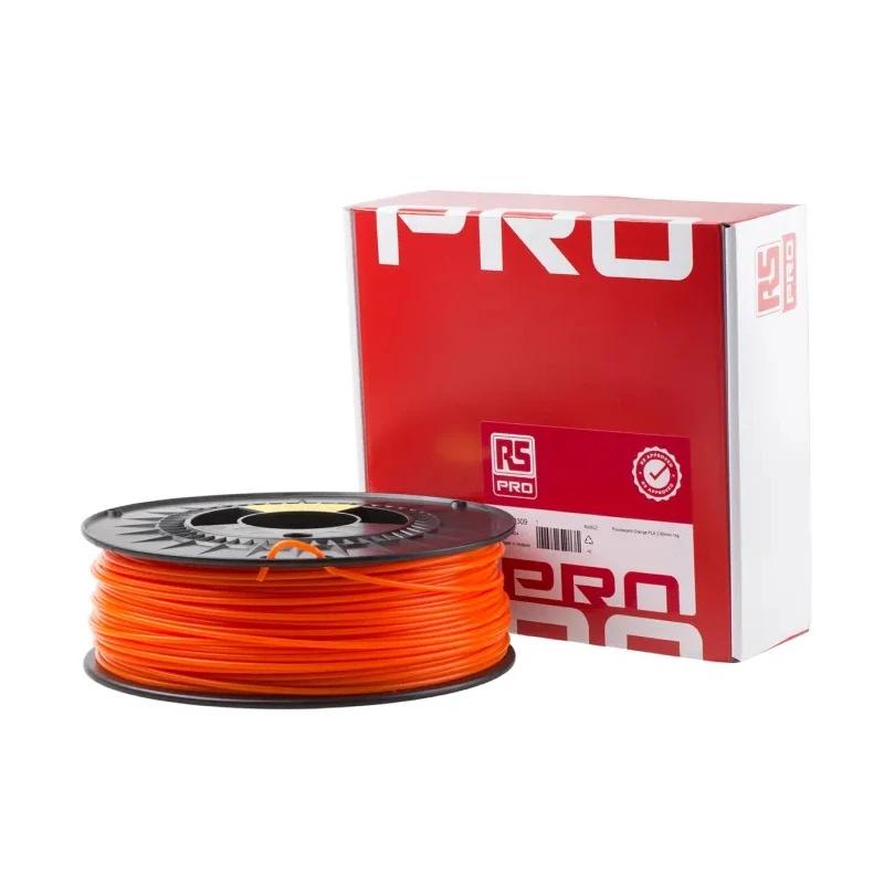 RS PRO 2.85 mm Fluorescent Orange Polylactic Acid (PLA) 3D Printer Filament 1 kg 832-0309