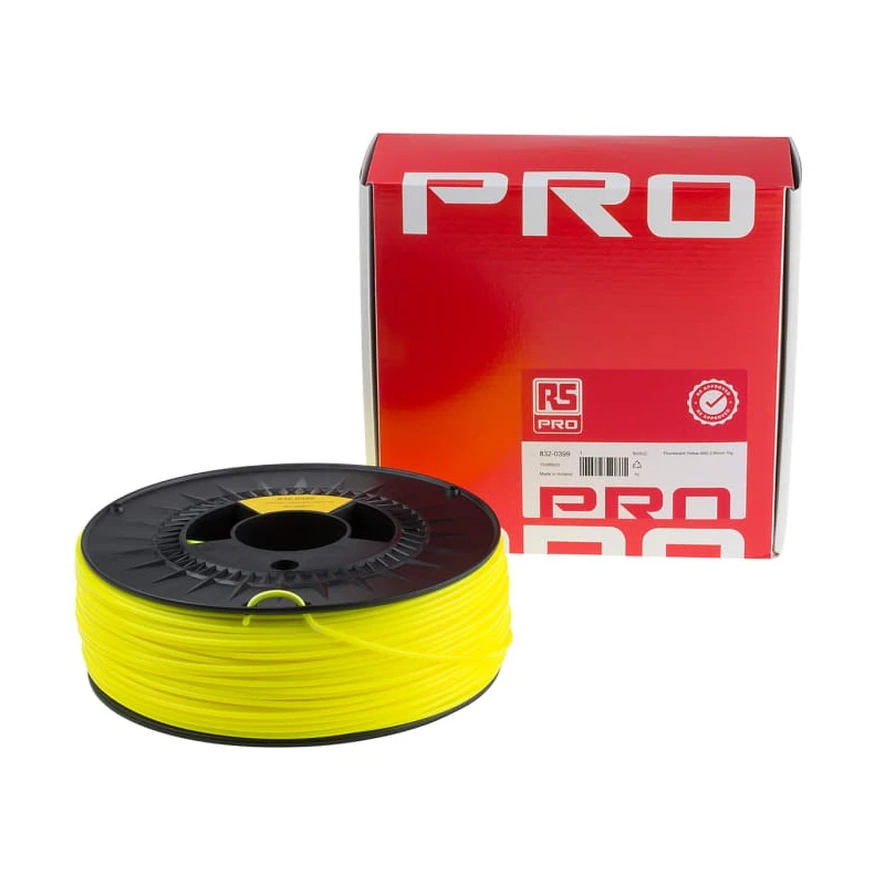 RS PRO 2.85 mm Fluorescent Yellow ABS 3D Printer Filament, 1 kg 832-0399