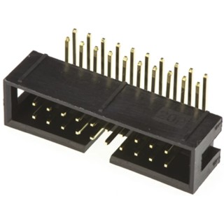 Amphenol Communications Solutions T821 Series Right Angle Through Hole PCB Header, 20 Contacts, 2.54 mm T821120A1R100CEU