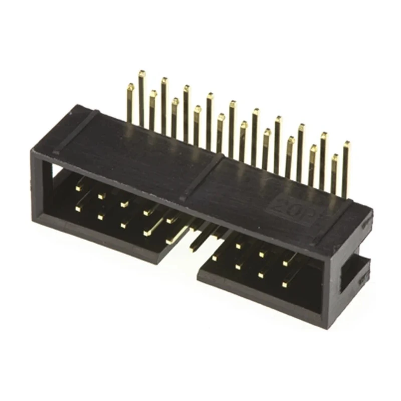 Amphenol Communications Solutions T821 Series Right Angle Through Hole PCB Header, 20 Contacts, 2.54 mm T821120A1R100CEU
