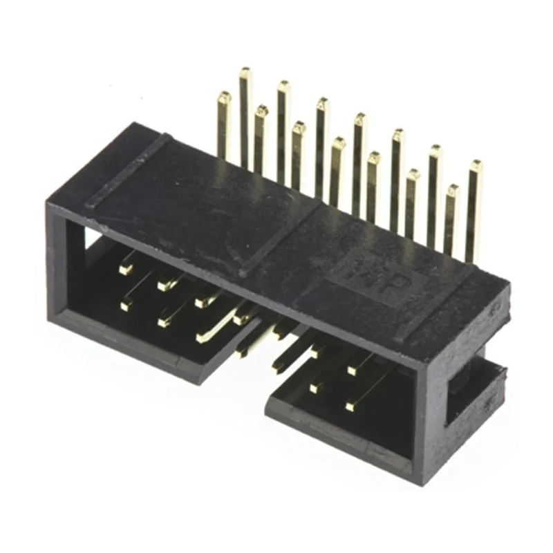 Amphenol Communications Solutions T821 Series Right Angle Through Hole PCB Header, 14 Contacts, 2.54 mm T821114A1R100CEU