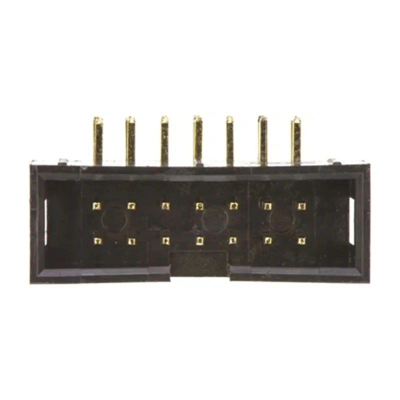 Amphenol Communications Solutions T821 Series Right Angle Through Hole PCB Header, 14 Contacts, 2.54 mm T821114A1R100CEU