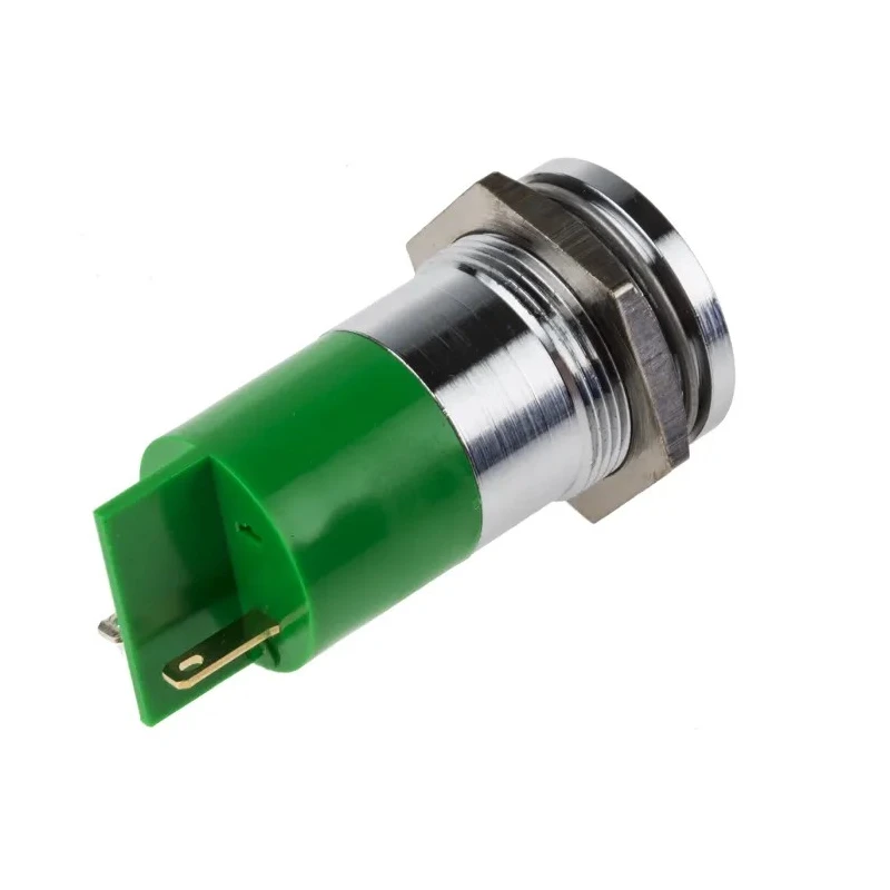 RS PRO Green Panel Mount Indicator 110V dc, 5mA, IP67 Rating, Flush Silver Bezel 833-2908