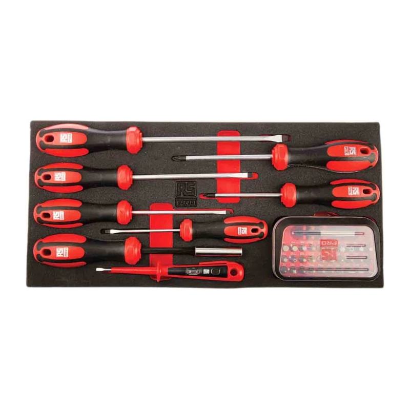 RS PRO 39-Piece Slotted and Pozidriv Engineers Screwdriver Set with VDE 1000V Insulated Voltage Tester 833-5947