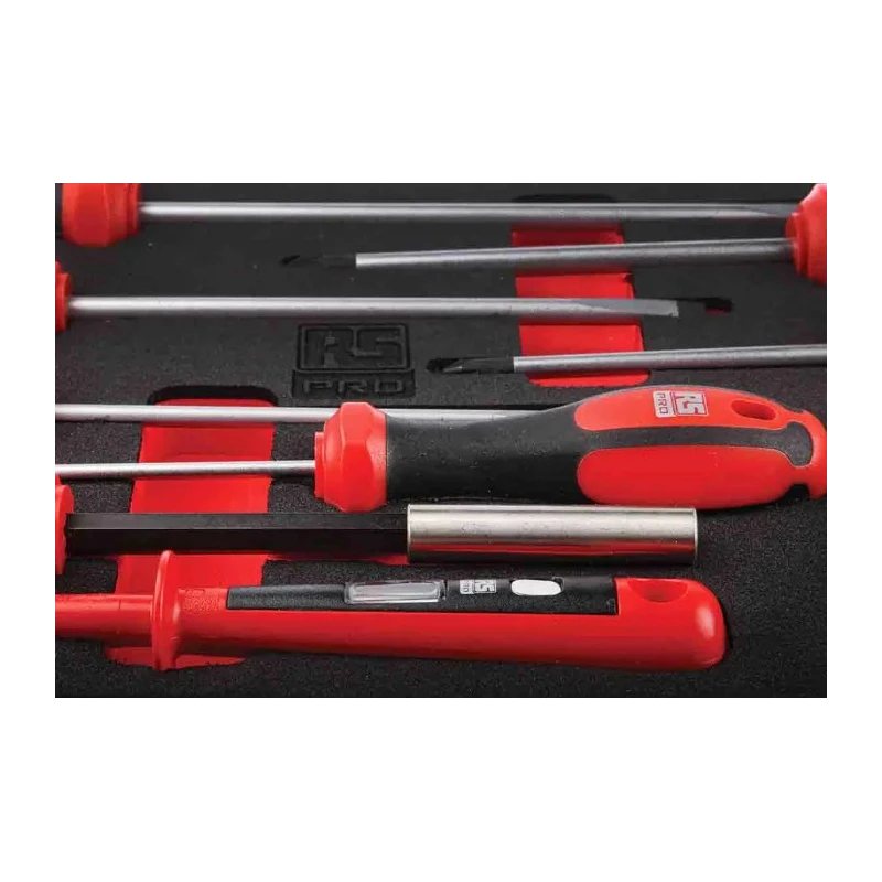 RS PRO 39-Piece Slotted and Pozidriv Engineers Screwdriver Set with VDE 1000V Insulated Voltage Tester 833-5947
