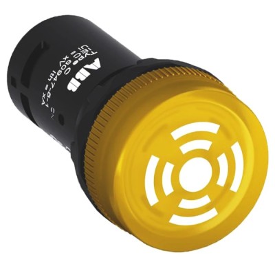 ABB Panel Mount Yellow LED Buzzer 22 mm Cutout, 24 V ac/dc, Plastic Body, IP67 IP66, Round Shape 1SFA619600R6103 CB1-610Y