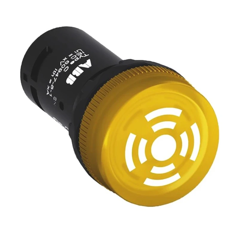 ABB Panel Mount Yellow LED Buzzer 22 mm Cutout, 24 V ac/dc, Plastic Body, IP67 IP66, Round Shape 1SFA619600R6103 CB1-610Y