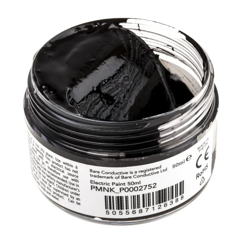 Bare Conductive Black Acrylic Resin Electric Paint Liquid 50 ml, Maximum Operating Temperature 25°C SKU-0216