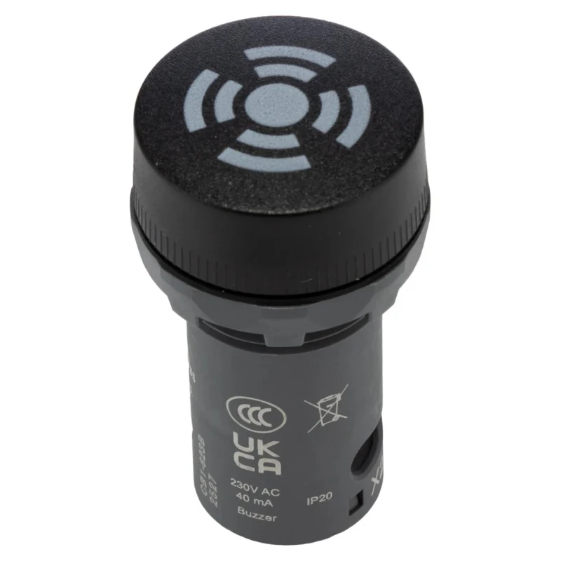 ABB Compact Series Buzzer Panel Mount 230V AC, 80 dB Sound Level, IP69K IP66 IP67, Continuous Tone 1SFA619600R6236 CB1-623B