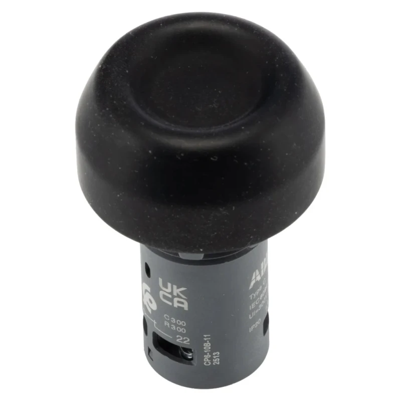 ABB Compact Series Momentary Push Button Switch, Panel Mount, 22 mm Cutout, 1 NO/1 NC Contact 1SFA619105R1076 CP6-10B-11
