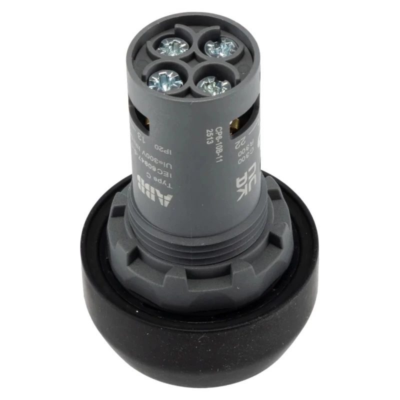 ABB Compact Series Momentary Push Button Switch, Panel Mount, 22 mm Cutout, 1 NO/1 NC Contact 1SFA619105R1076 CP6-10B-11