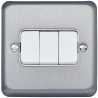 MK Electric Albany Plus 3-Gang 2-Way Wide Rocker Flush Mount Light Switch, Brushed Grey Chrome Satin Gold Finish K4673BRC