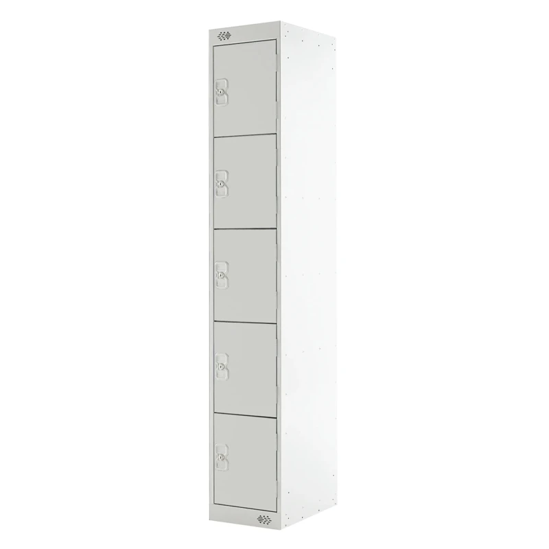 RS PRO 5 Door Steel Light Grey Industrial Storage Locker 1800 mm x 300 mm x 450 mm 833-2936