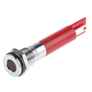RS PRO Red Panel Mount Indicator 12V DC 20mA Solder Lug Termination IP67 Flush Bezel 838-5560