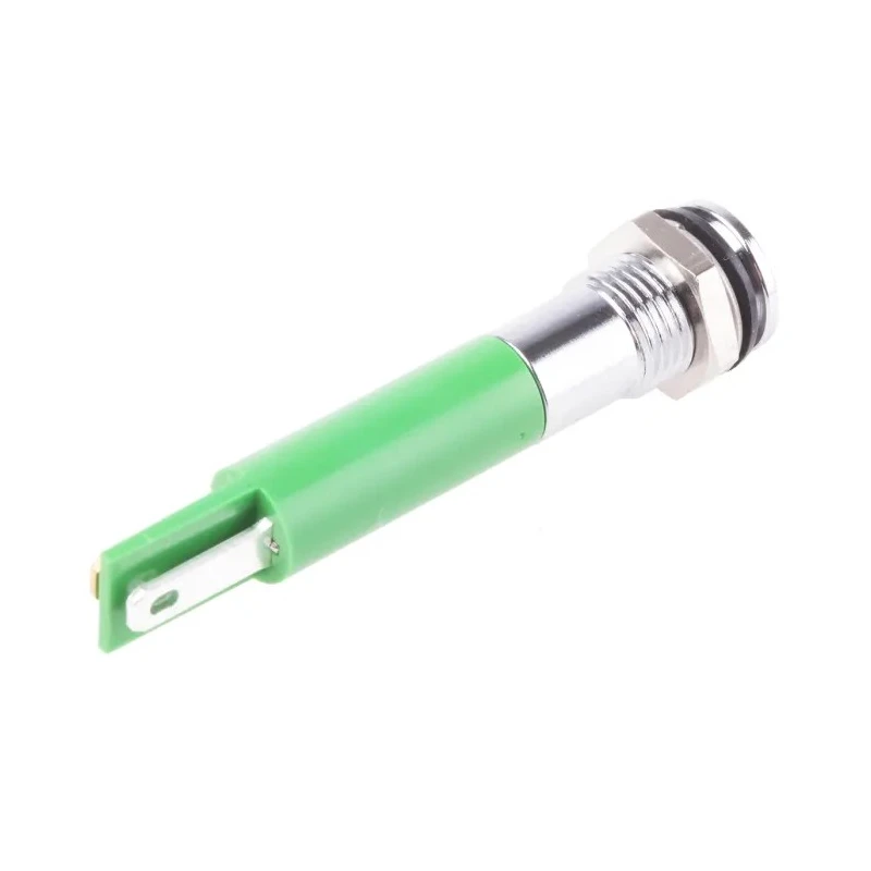 RS PRO Green Panel Mount Indicator 24V dc 20mA Solder Lug Termination IP67 Flush 838-5586