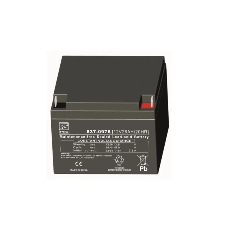 RS PRO 12 V T3 Sealed Lead Acid Battery 26 Ah, AGM Construction, 125mm x 166mm 837-0978