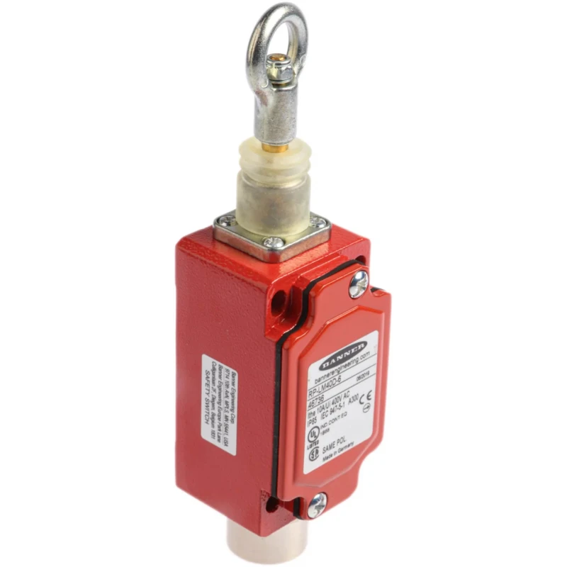 Banner Rope Pull Switch 124.5 mm Straight, 1 NO/1 NC, IP65, E-Stop Button, RP-LM40D